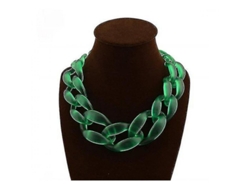 Collar Grosso De Resina Acrílica Vintage Con Diseño De Bib Y Cadenas Para Mujer Snp Verde