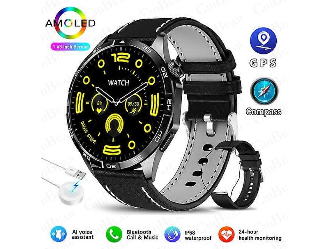 Reloj inteligente para Android e iOS Watch 4 con GPS para adultos, pantalla HD de 1,43 pulgadas y 466466, siempre en pantalla, llamadas Bluetooth, Smartwatch Ly Ebike