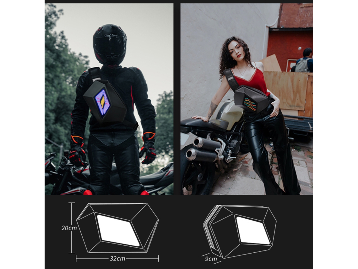 2026as-mochila Bandolera Led Con App Bluetooth Personalizable Carcasa Rígida Impermeable Para Ciclismo Senderismo