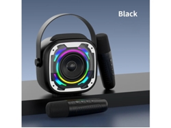 Mini máquina de karaoke sin Bluetooth con micrófono dual para fiestas de entretenimiento negro Yizhood