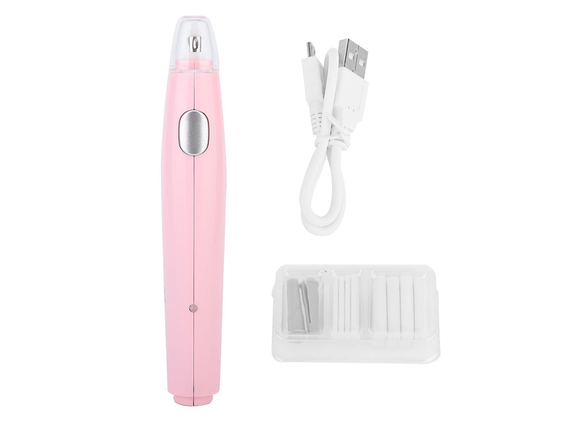 Borrador eléctrico recargable por USB con 16 borradores de repuesto (rosa)