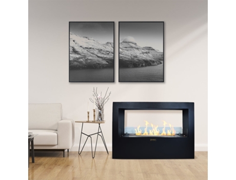 Chimenea de bioetanol de pie para uso interior y exterior Giotto S Black 100x30x70