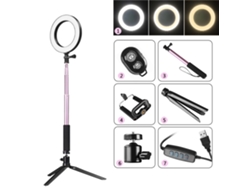 2026-luz Anular Led 64 Leds 5w Dc5v Regulable Con Trípode Telescópico, Soporte Celular Y Control Remoto Bt Usb