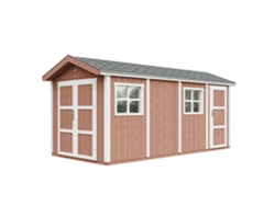 Caseta de jardín de primera calidad de 11,47 m² (alto x ancho x alto): 252 x 250 x 530 cm, con suelo y baldosas bituminosas Timbela M915c Redwood Red