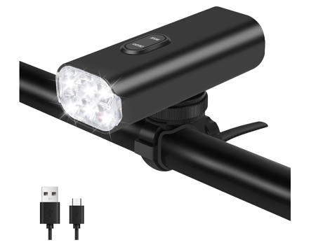 BISBISOUS Faro de Bicicleta 6 Led Luz de Bicicleta Brillante 2000 lúmenes Luz Delantera de Bicicleta Ligera 4800 Mah Faro de Bicicleta Recargable p...