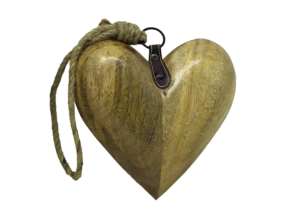 ORIGEN Home Decor Corazon De Madera Pequeño Colgantes Marrón 20x20x6cm BY SIGRIS