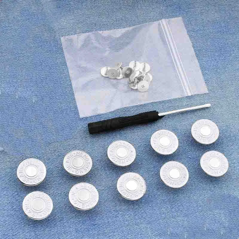 10 Botones Y Broches De Metal + Destornillador Ajustables, Desmontables Y Reutilizables.