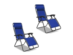 Set de 2 sillas Gravedad Cero reclinables Tumbonas sillas reclinable ajustable Azul SELEOK