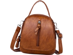 Mochila De Hombro Vintage De Piel Sintética Para Mujer Con Práctica Cremallera.