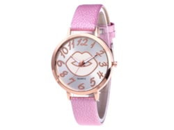 Reloj De Pulsera De Cuarzo Para Mujer Con Correa De Pu Y Esfera Redonda (rosa)