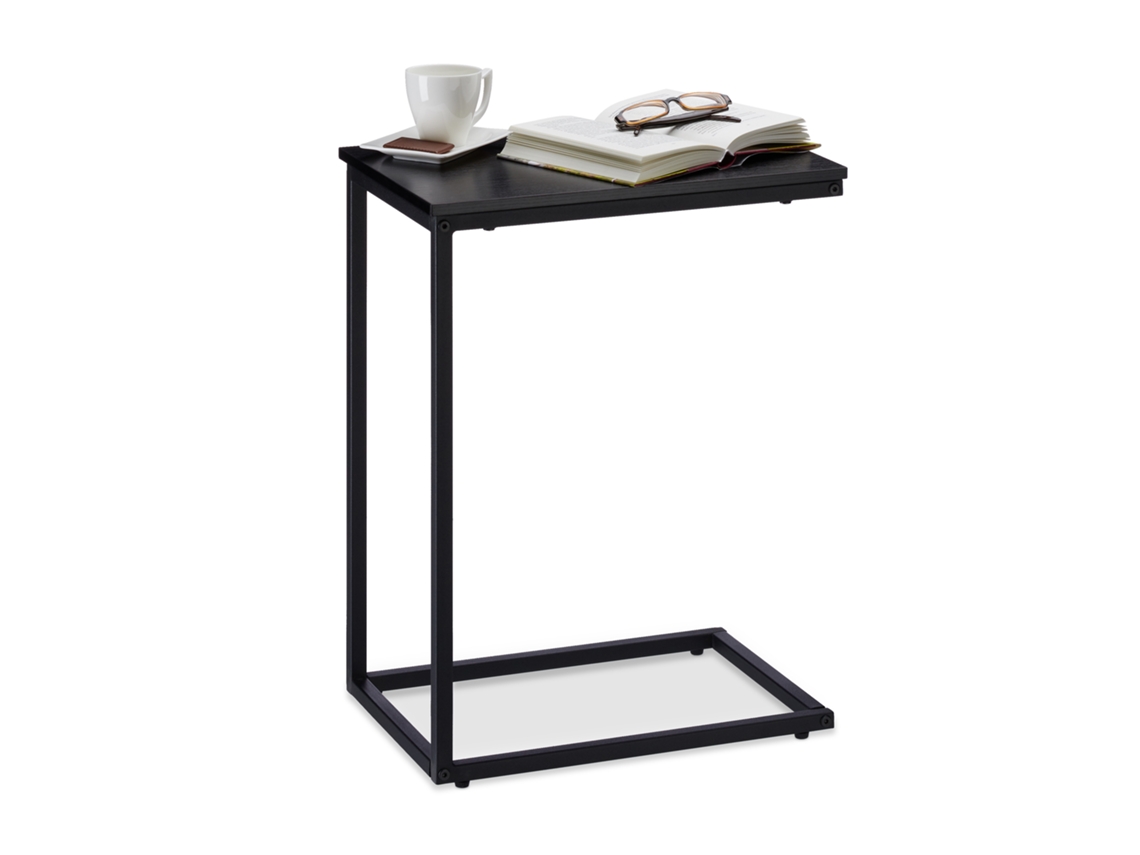 Relaxdays Mesa Auxiliar, Dm-metal, Negro, 61 X 30 X 45 Cm