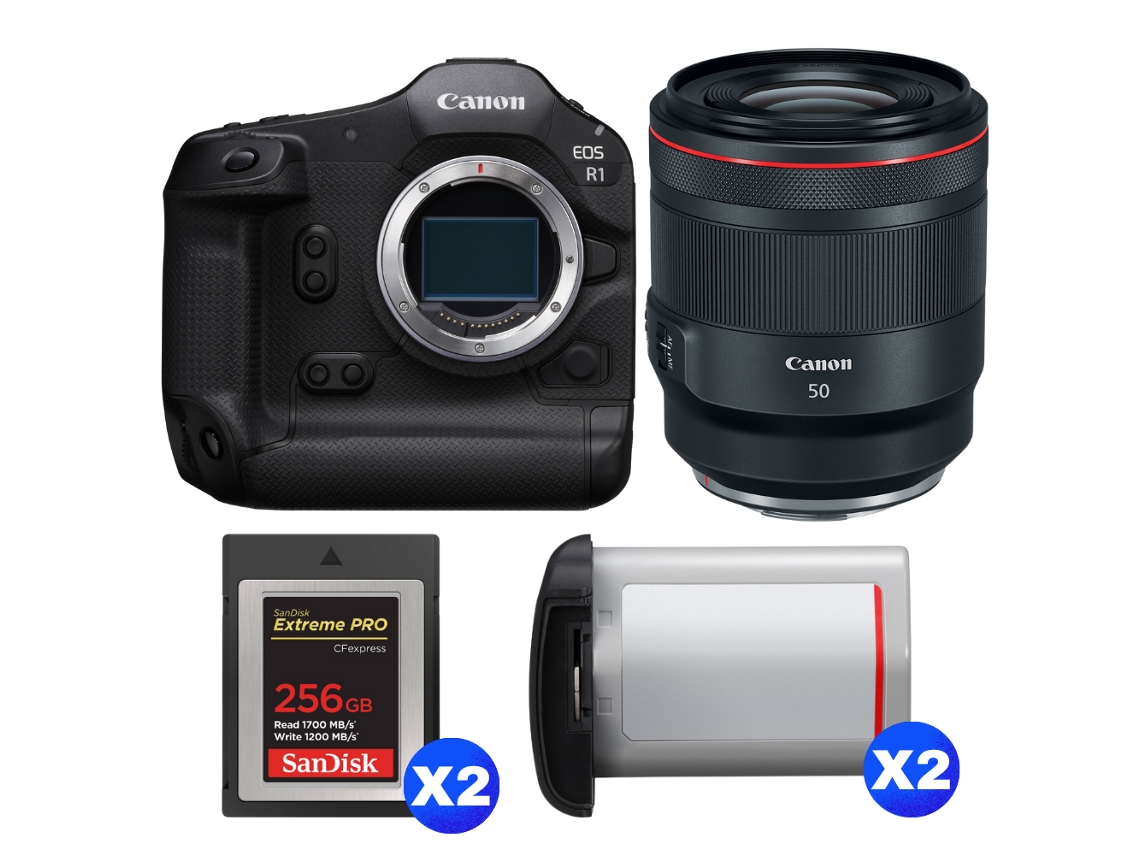 Canon Eos R1 + Rf 50mm F/1.2 L Usm + 2 Sandisk 256gb Extreme Pro Cfexpress Type B + 2 Canon Lp-e19 + Ebook “20 Consejos Para Fotos Que Impactan”