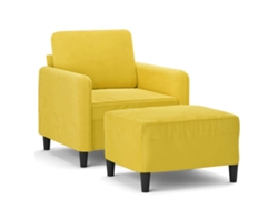 Sillón con taburete terciopelo amarillo VIDAXL (60 cm)
