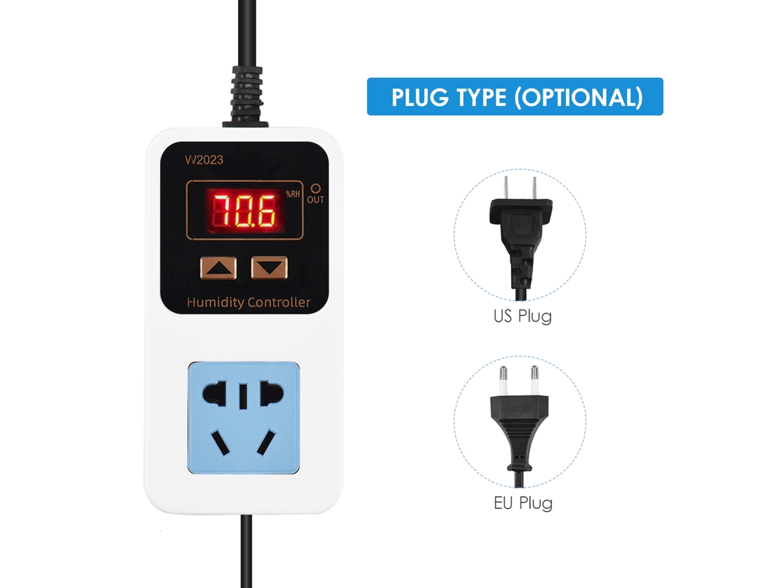 Controlador Electrónico Inteligente De Humedad 110-220v 1500w Con Sensor Y Pantalla Digital