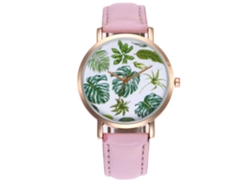 Reloj De Pulsera De Cuero Con Movimiento De Cuarzo Para Mujer Estilo Casual Color Rosa