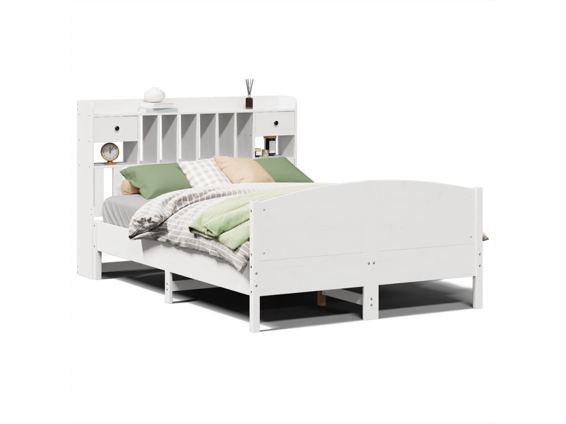 Maison Exclusive - Cama Con Estantería Sin Colchón Madera Maciza Blanca 150x200 Cm
