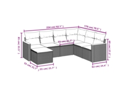 Conjunto de sofá de jardín de 7 piezas con cojines de mimbre negro de DKD Home Decor