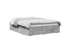 Maison Exclusive - Cama Con Cajones Madera Ingeniería Gris Hormigón 135x190 Cm