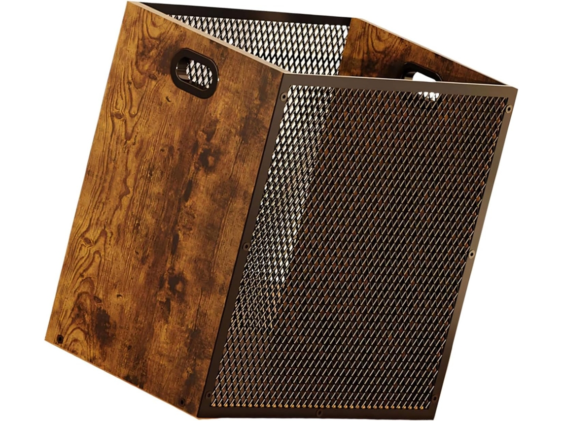 Contenedor Permanente De Madera Y Metal Oscuro, De Tamaño Compacto, Ideal Para Un