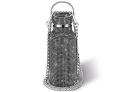 Botella térmica Rebe de acero inoxidable con piedras brillantes, Linjou 500ml, negra.