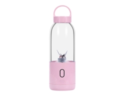 (Rosa) Exprimidor portátil multifuncional de 500 ml, 6 cuchillas, alta potencia, con botella de agua