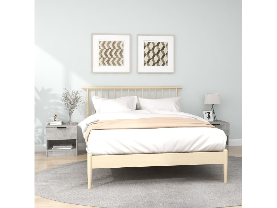 Mesitas de Noche LOVELY HOME Mesinha 2 Pcs Madeira Processada Cinzento-Cimento