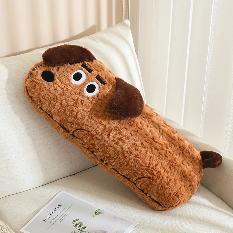 (marrón, 70 Cm) Cojín Largo Para Sofá Con Forma De Perro Adulto, Almohada Cómoda