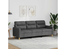 Sofá De 3 Plazas | Sofá De Salón | Sofá De Descanso De Tela Gris Oscuro 180 Cm