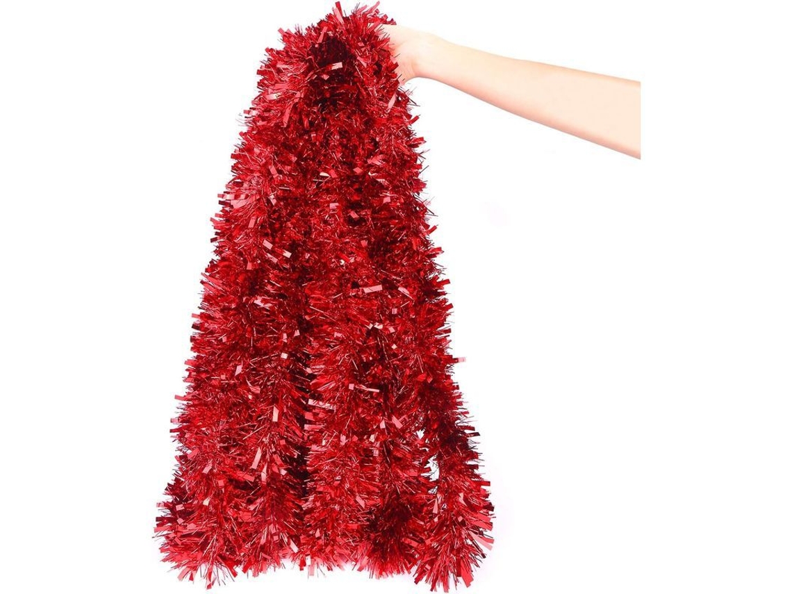 Guirnalda De Oropel Rojo Para Decorar El Árbol De Navidad (2 M X 9 Cm)
