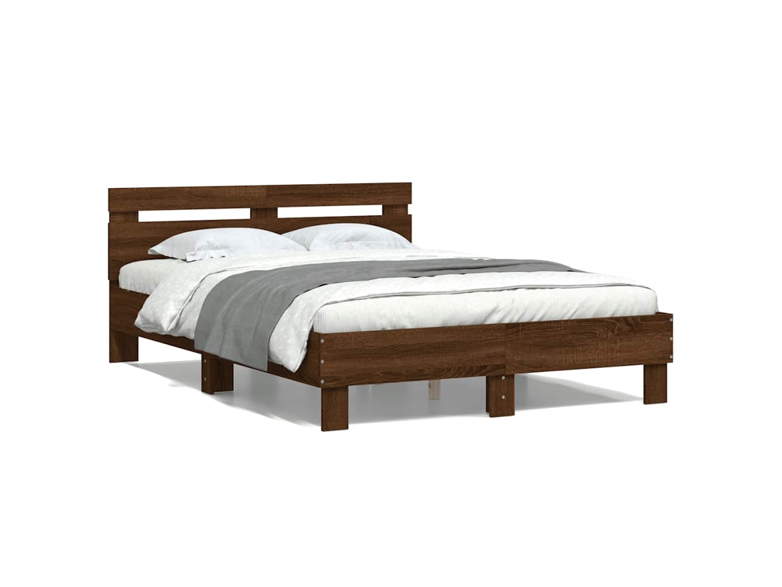 Maison Exclusive - Cama Con Cabecero Madera De Ingeniería Marrón Roble 135x190 Cm