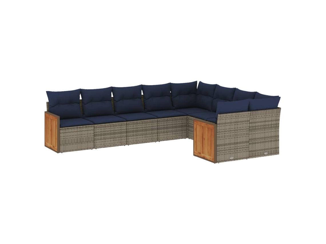 Maison Exclusive - Conjunto De Sofá De Jardín De 9 Piezas Con Cojines, Poliratán Gris