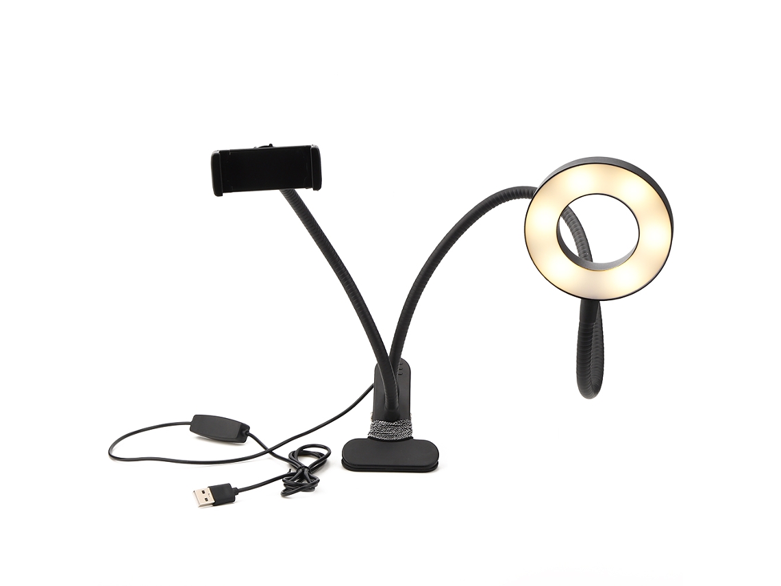 2026-luz De Relleno Led Ajustable Con Bracket Para Teléfono, Alimentada Por Usb, Para Live Broadcast Y Fotografía, Negro