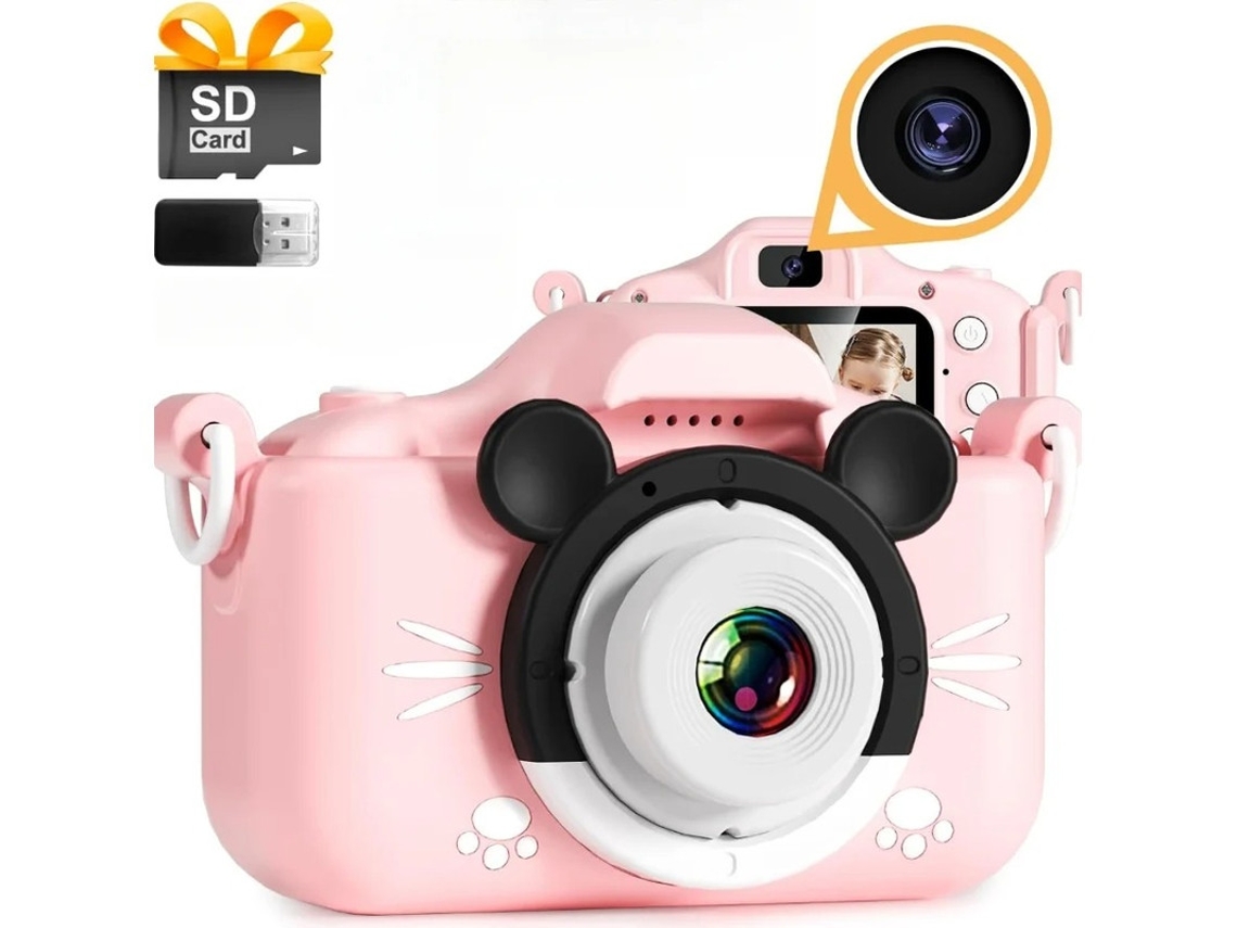Cámara de fotos portátil HD para niños con cámara dual para tomar fotos y videos, 32 g, rosa, Yizhood