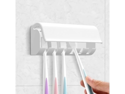 Soporte De Pared Para Cepillos De Dientes Con 6 Compartimentos, Organizador Autoadhesivo Con Tapa Para Baño Y Caravana.