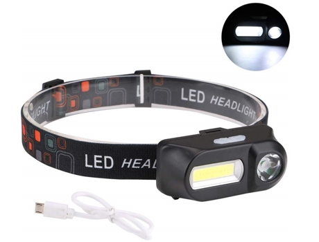 BISBISOUS T6Cob Linterna Frontal Usb Recargable Impermeable Led 180 Lúmenes Cob 100 Lúmenes Xpe 6 Modos Negro