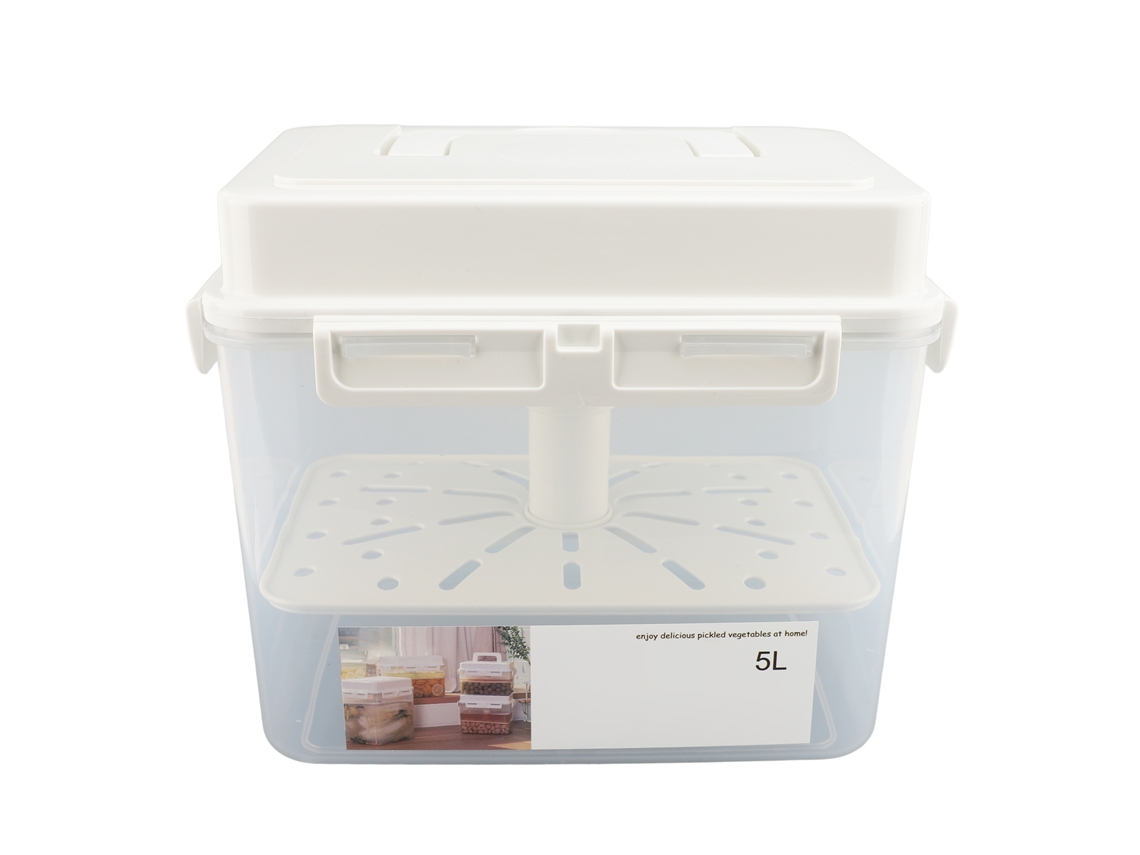 Contenedor De Fermentación Y Almacenamiento 5l Estanco Con Tapa Sellada Mango Portátil Para Encurtidos Y Kimchi