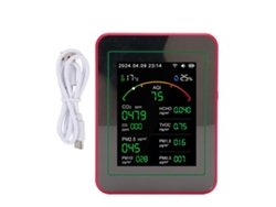 Medidor De Calidad Del Aire Wifi 15 En 1 Con Pantalla Hd De 2,8 Pulgadas, Co2, Tvoc, Hcho, Pm2.5, Temperatura, Humedad, Blanco + Rojo