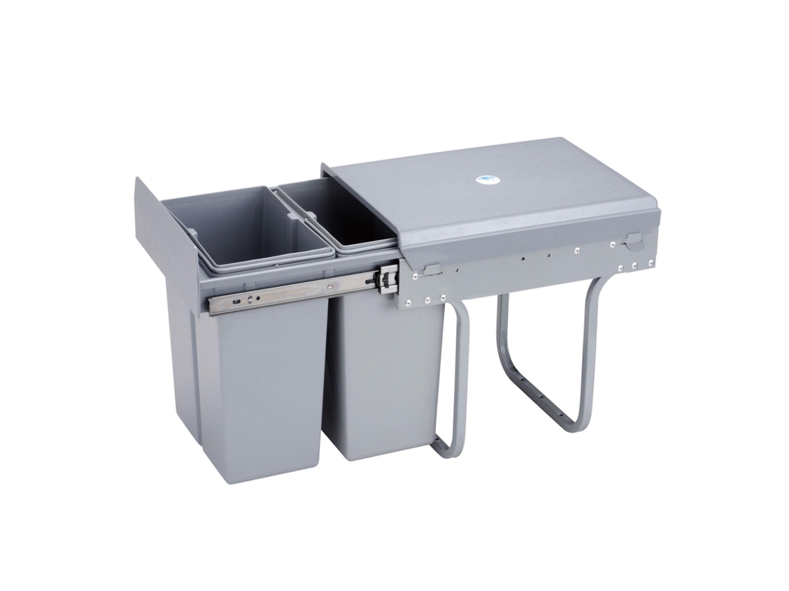 Papeleras debajo del fregadero, 2 x 8 l, extraíbles, con tapa Wellhome