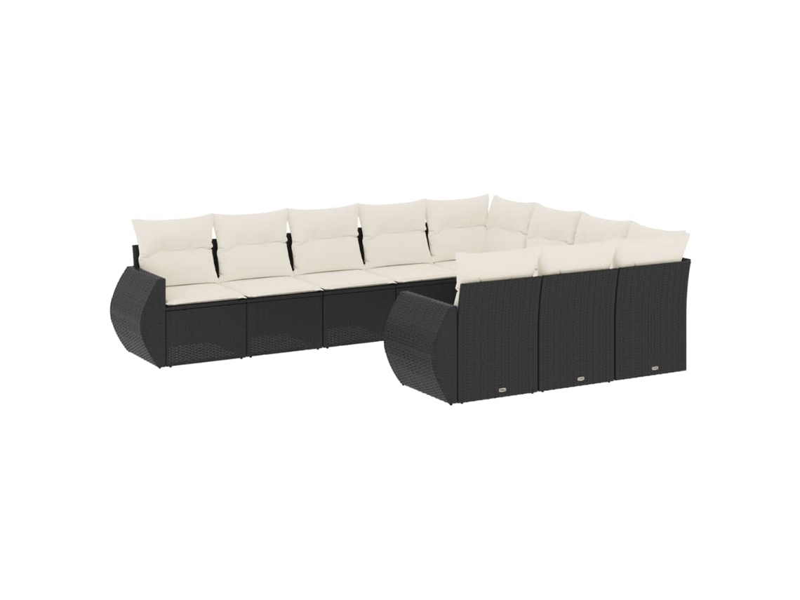Maison Exclusive - Set De Sofás De Jardín 10 Pzas Cojines Ratán Sintético Negro