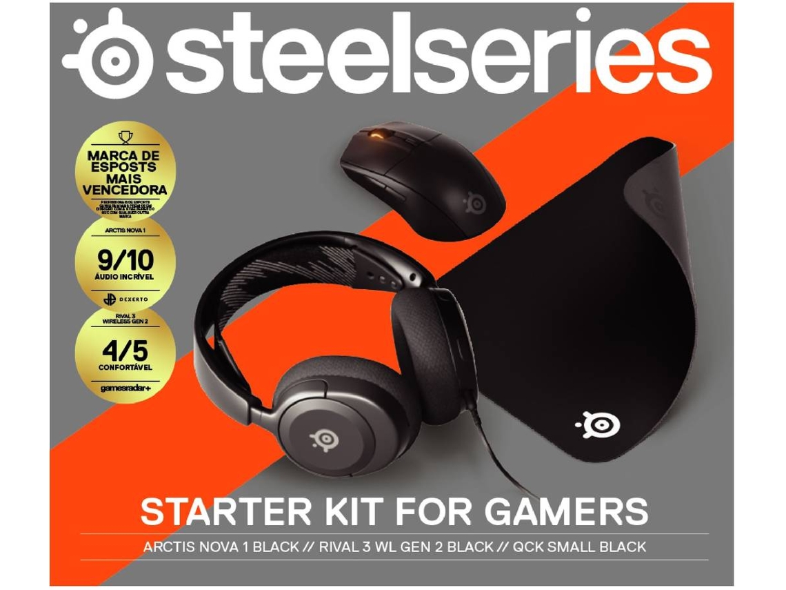 Bundle Starter para Gamers STEELSERIES (Auriculares Arctis Nova 1 + Ratón Rival 3 Wireless + Alfombrilla QcK Small)