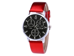 Reloj De Pulsera Unisex Zhoulianfa De Piel Sintética Con Movimiento De Cuarzo Rojo.