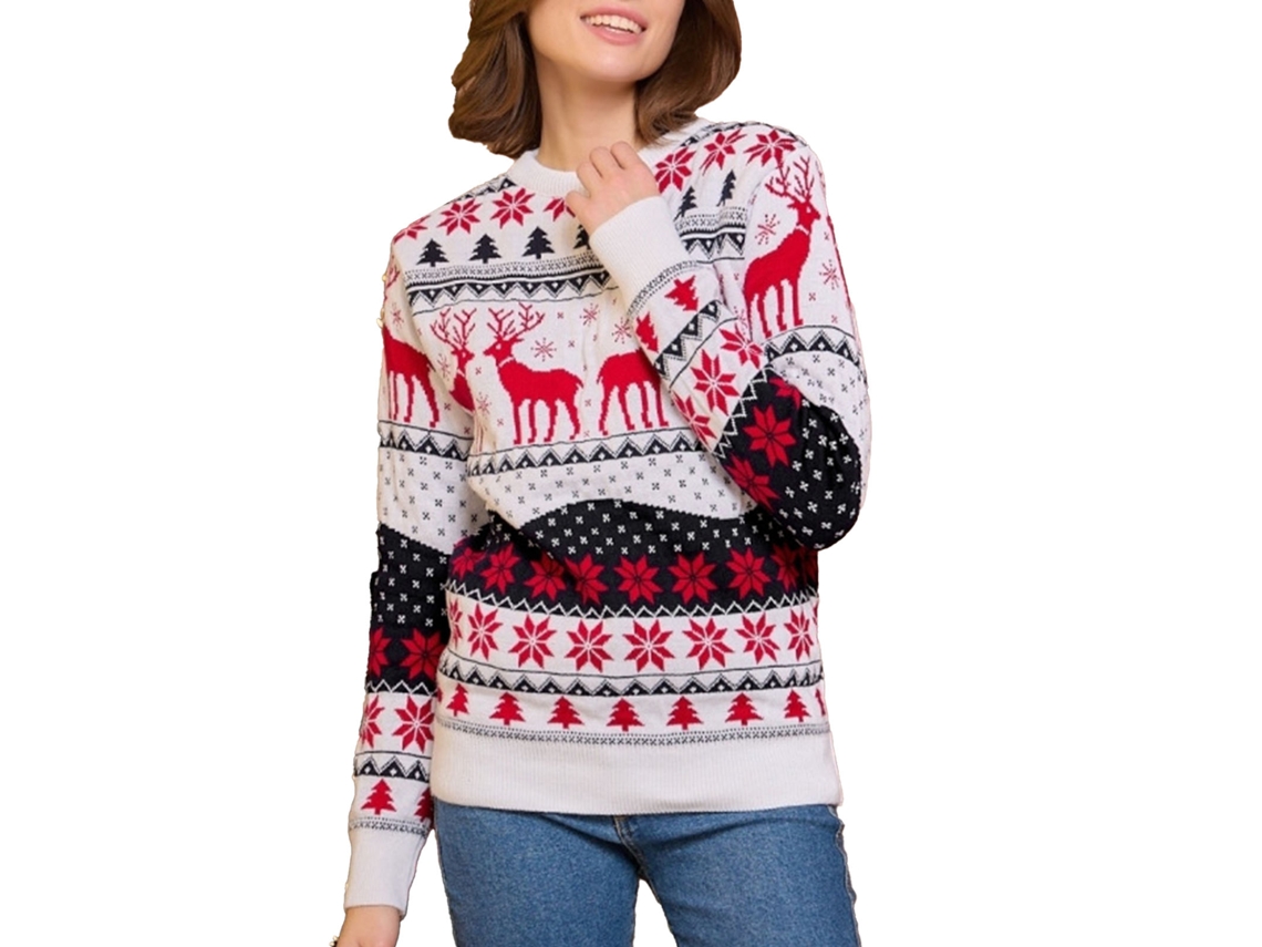 Camiseta de invierno Kkpm con estampado Reno y vasos de nieve, cuello redondo, manga larga, tejido cálido para mujer, talla XL