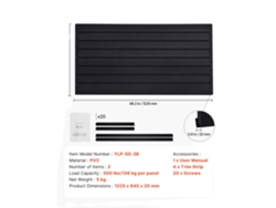 Panel de pared de listones, PVC duradero, solución de almacenamiento ajustable, negro, 8 x 4 pies, 32 pies cuadrados (OEM)