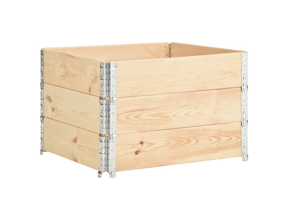 vidaXL Collar de caja de palés 3 uds madera maciza de pino 100x100 cm