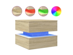 Mesa de centro con luces LED, roble Sonoma, MAISON EXCLUSIVE (50x50x40 cm)