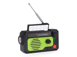 Radio de emergencia solar con manivela y linterna multifunción con Bluetooth, verde Panoona
