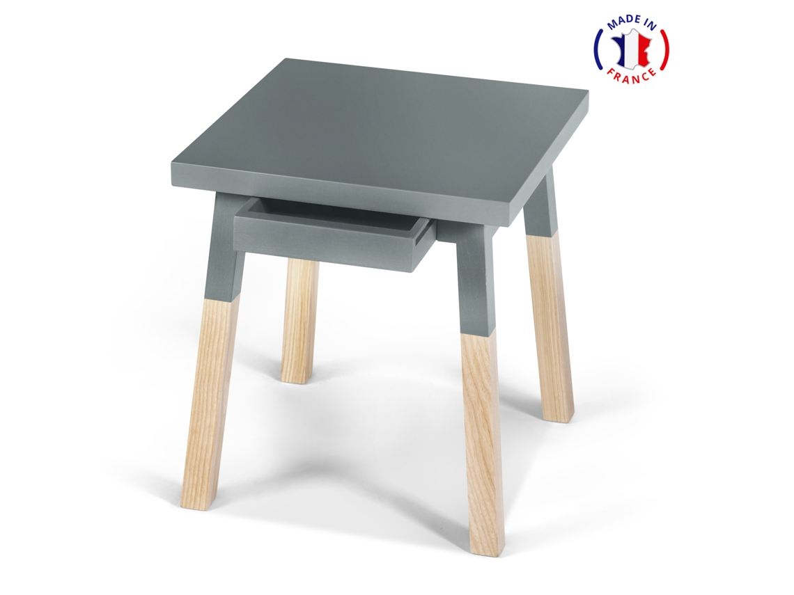 Conjunto de 2 Mesitas de Noche Cuadradas MON PETIT MEUBLE FRANÇAIS con Tablero Pintado y 1 Cajón (Blanco Balisson - Madera - 40 x 45 x 40 cm)