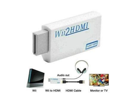 Wii portátil a HDMI Wii2HDMI Full HD Converter Adaptador de salida de audio para TV blanco