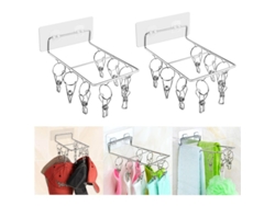 2 Soportes Adhesivos De Acero Inoxidable Para Sombreros, 8 Ganchos Rectangulares De Pared