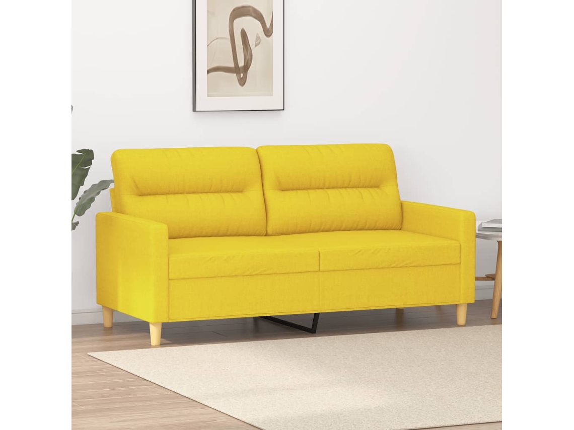 Sofá De 2 Plazas De Tela Amarillo Claro 140 Cm